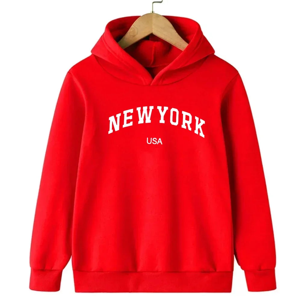 New York Boys and Girls Hoodies Autumn/Winter Hoodies Long Sleeves Classic Casual Minimalist Jackets Children's Letter Hoodies