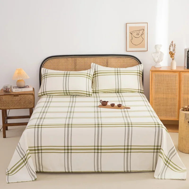 Soft 100% Cotton Coarse Cloth Bed Sheet Thick Sleep Naked Single Double Bedsheet Comfortable Durable Breathable Bed Sheets Queen