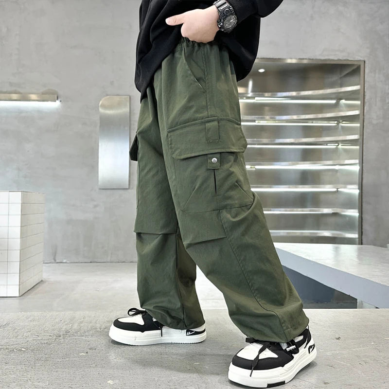 Boy Straight Pants Autumn Kids Fashion Trousers Children Casual Trackpants 2025 New Teen Work Trousers