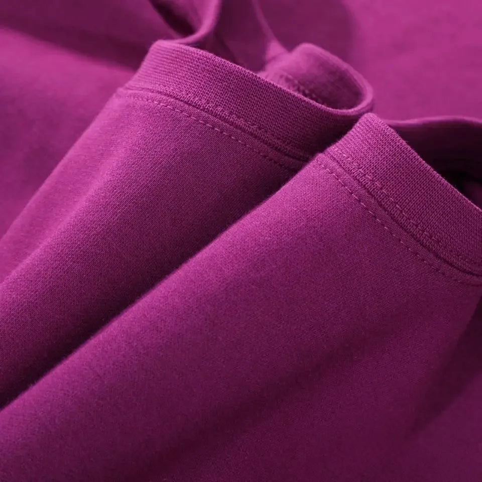 Autumn Heavyweight Cotton Round Neck Sweater Solid Loose Simple Sports Harajuku Top for Men and Women Pullover