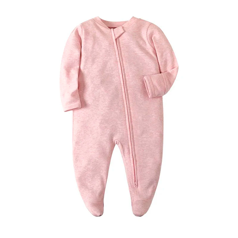 Newborn Footed Pajamas Zipper Girl and Boy Romper Long Sleeve 0-12 Months Baby Clothe Jumpsuit Cotton Fashion Baby Clothing