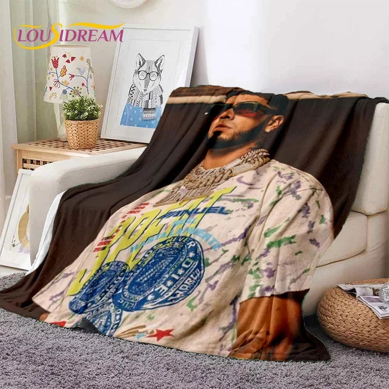 Free Anuel AA Rapper Hip Hop Singer Soft Flannel Blanket for Beds Bedroom Sofa Picnic,Throw Blanket for Outdoor Leisure Nap Gift