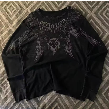 Korean Version Of Grey Long-sleeved Sweater Embroidered Pullover Gothic Retro Casual Fashion New Men's Square Knitting Clothing