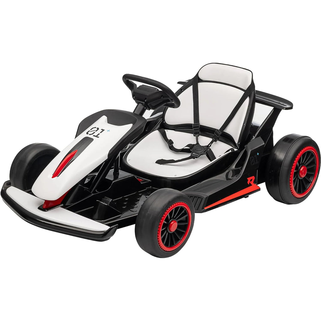 Go Kart, Electric Drift Kart Car with Adjustable Seat 24V 7Ah Outdoor Ride On Toy 2 * 200W Motor, 8.1 MPH, LED Lights 6-12 Years
