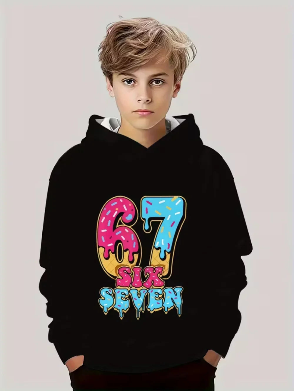 Fun Six Seven 6 7 Meme Design Hoodie for Kids Chaotic Humor Y2k Game Saying Tee Novelty Gift Boys Top Fashion Children's Clothes