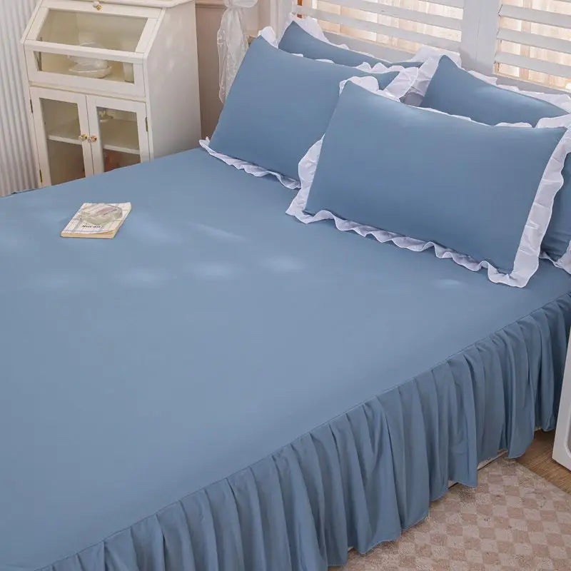 Bed Sheets Solid Plain Nordic Style Bedroom Washed Flat Breathable Adults Comfortable Simple Queen Size Home Bed-protect Soft