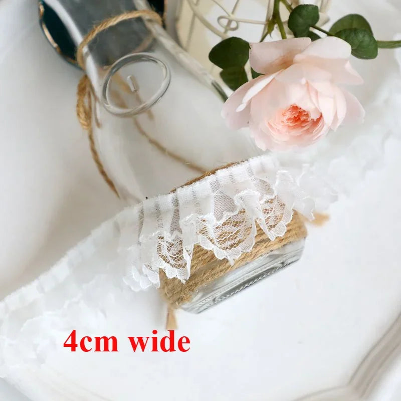 Off White Lace Ribbon Accessories Handmade DIY Extended Clothes Pleated Sewing Decorative Fabric Skirt Hem Fabric Lace Trim 1Yds