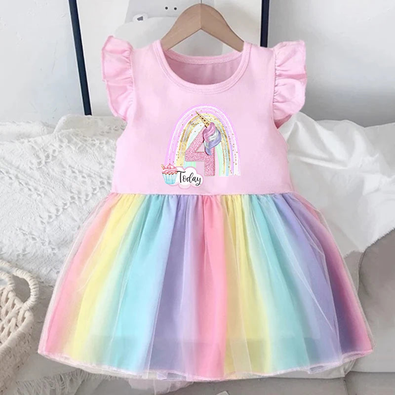 Baby Girls Birthday Outfits Dresses 1 2 3 4 Years Baby Birthday Dress Summer Kids Girl Casual Princess Dresses Kids Clothes
