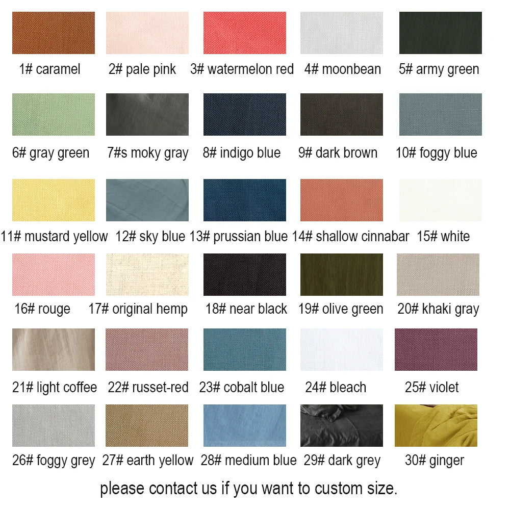 100% Linen Fitted Bed Sheet with Elastic Band Solid Color Anti-slip Adjustable Mattress Cover for Single Double King Queen Bed