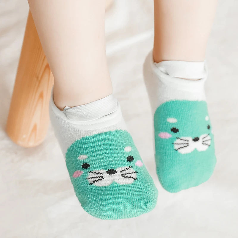 Kids Cotton Socks Cute Cartoon Animal Pattern Comfy Breathable Baby Non-slip Floor Socks