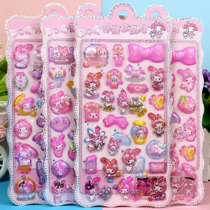 Style8 Cartoon Pillar Capybara Black Light Pony 3D Three-dimensional Crystal Sticker Handmade DIY Material Children's Sticker