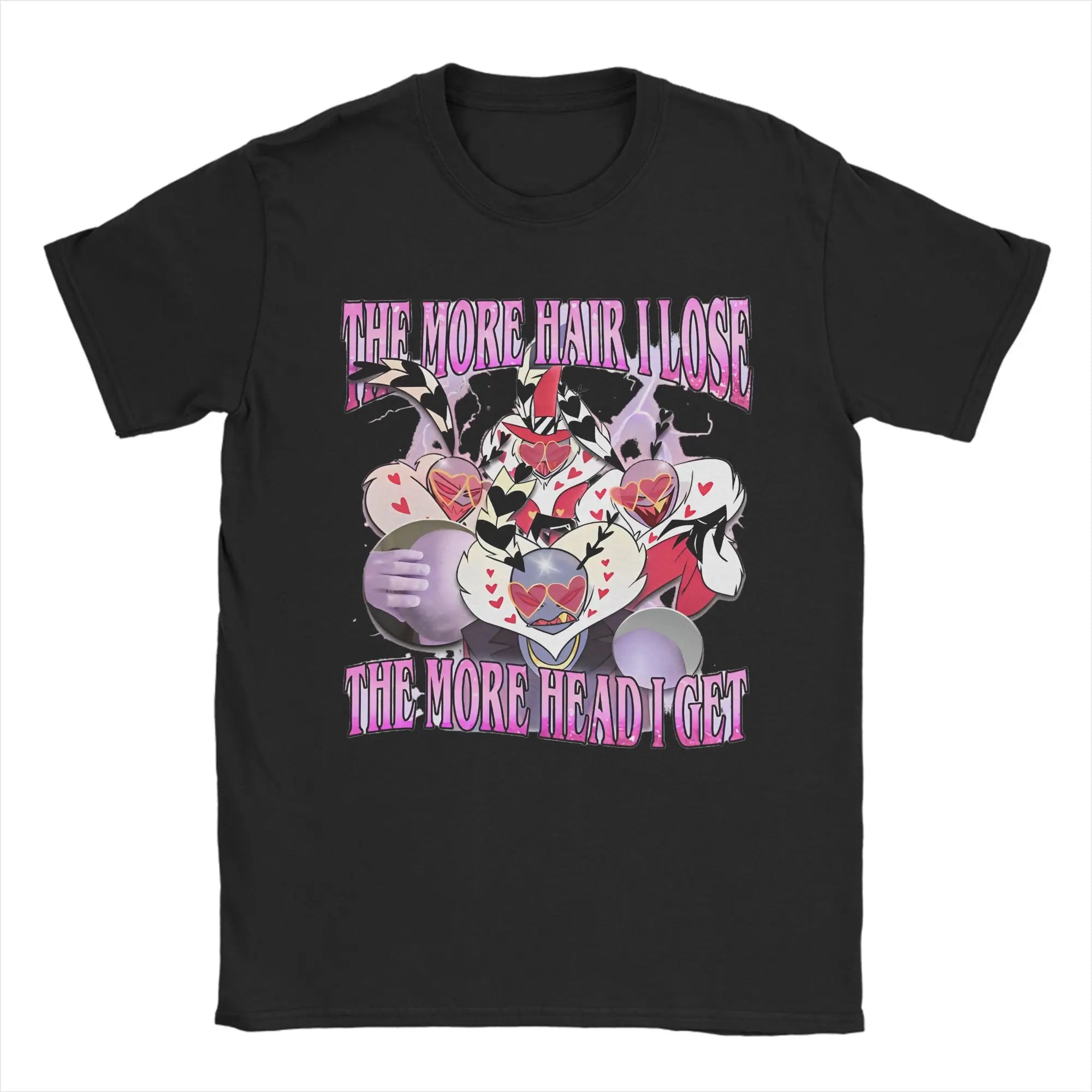 Vintage Hazbins Hotels Alastor Cartoon T Shirt Men Cotton Short Sleeve  Round Neck Summer Clothes