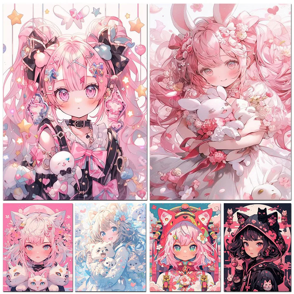 Diamond Painting 2024 Cartoon Girl Picture Full Drill Mosaic Embroidery 5d Diy Cross Stitch Kit Home Decor Gift алмазная мозаика