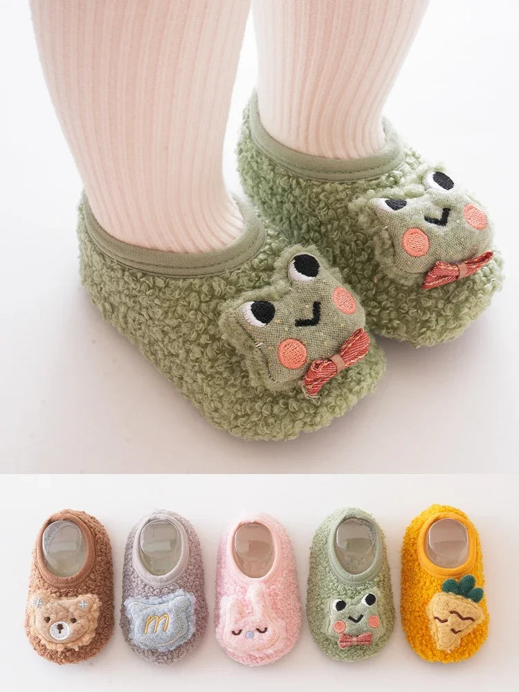 Baby Floor Socks Cartoon Plush Soft Sole Baby Slippers Toddler Warm Shoes Children Soft Non-slip Prewalkers Indoor Home Slippers