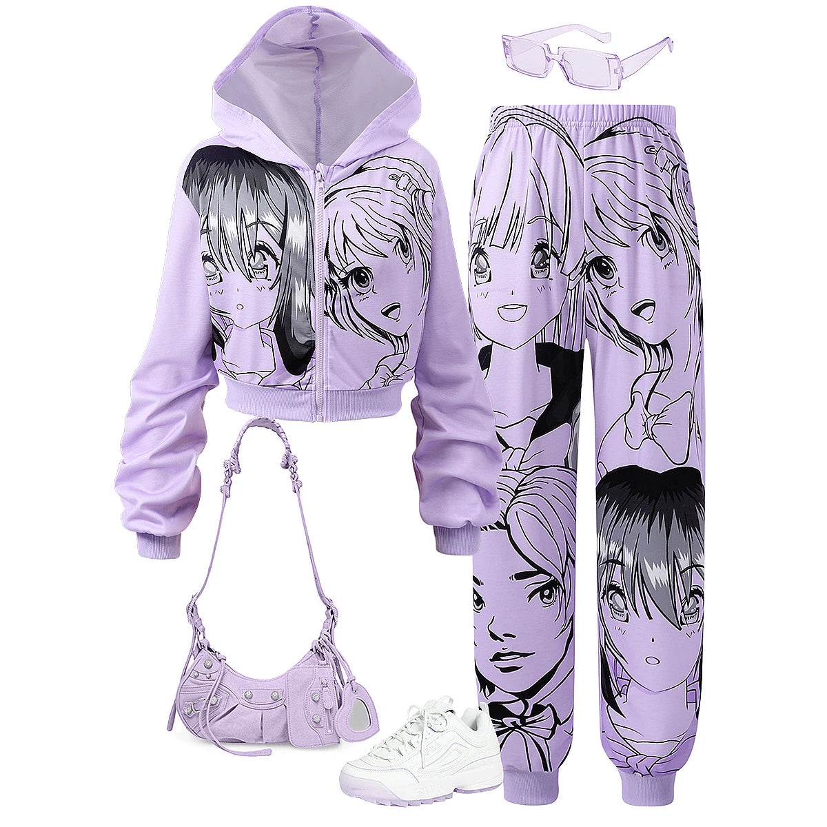 Teen Girl Clothes Children Outfit Pink Autumn Anime Girl Suit Overcoat + Pants 2Pcs Fashion Cute Set for Girls 13 14 15 16 Yrs