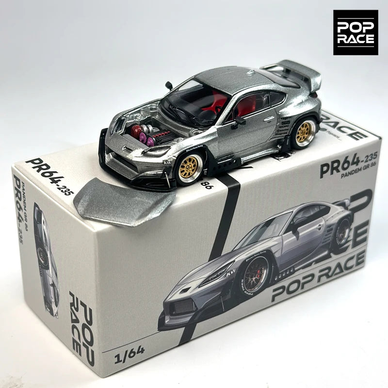 POPRACE 1:64 PANDEM GR86 Silver alloy car model 235